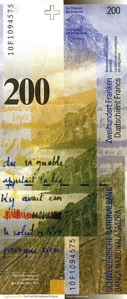 () Банкнота Швейцария 2010 год 200  &quot;&quot;   UNC