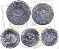 (2002, 5 монет) Набор монет Северная Корея 2002 год "Цветы"   UNC
