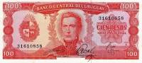 (1967) Банкнота Уругвай 1967 год 100 песо "Хосе Артигас"   UNC