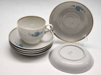 Чайный сервиз Пролетарий Незабудки блюдца 6 шт и чашка фарфор СССР