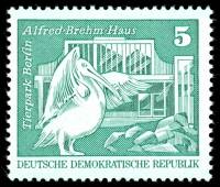(1973-028) Марка Германия (ГДР) "Розовый пеликан"    Зоопарк, Берлин III Θ