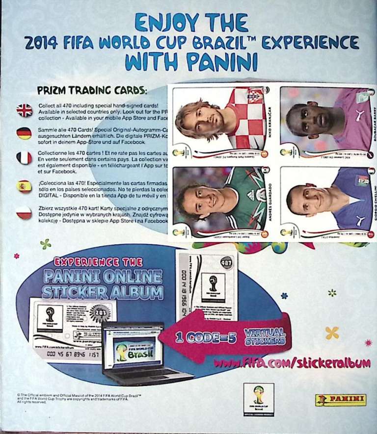Альбом Для наклеек FIFA World Cup Brasil новый пустой 2014 Panini . Мягкая обл. 70 с. С цв илл