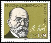 (1982-022) Марка Германия (ГДР) "Роберт Кох"    Открытие палочки Коха III O