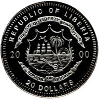 () Монета Либерия 2000 год   ""   Серебро (Ag)  UNC