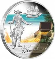 (№2009km98) Монета Тувалу 2009 год 1 Dollar (Английский пират Эдвард тич Черная Борода псевдоним)