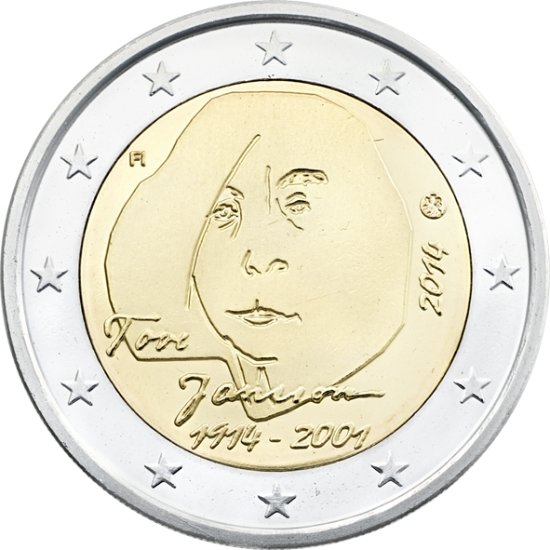 (015) Монета Финляндия 2014 год 2 евро &quot;Туве Янссон&quot;  Биметалл  VF