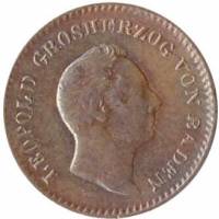 (№1842km213 (baden)) Монета Германия (Германская Империя) 1842 год frac12; Kreuzer