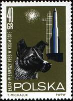 (1964-097) Марка Польша "Собака и ракетная станция"   Исследование космоса III Θ