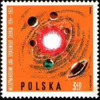 (1965-049) Марка Польша "Солнечная система (Оранжевая)"   Международный год спокойного солнца,1964-1