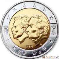 (001) Монета Бельгия 2005 год 2 евро "Бельгийско-Люксембургский экономический союз"  Биметалл  PROOF