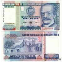 (,) Банкнота Перу 1989 год 500 000 инти    UNC