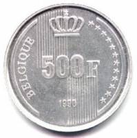 () Монета Бельгия 1990 год 500  ""   Биметалл (Серебро - Ниобиум)  AU