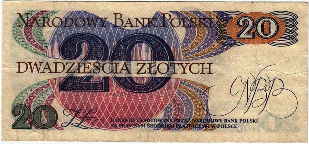 (1982) Банкнота Польша 1982 год 20 злотых &quot;Ромуальд Траугутт&quot;   XF