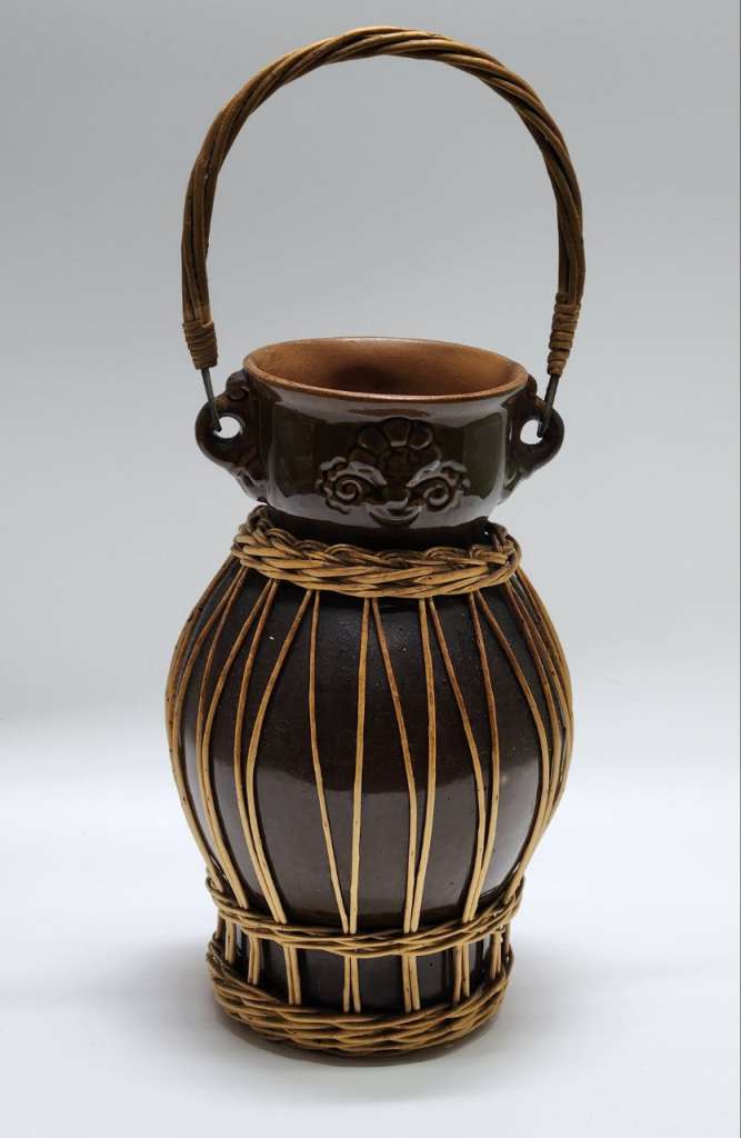 Кувшин Ваза керамика в оплетке с ручкой 