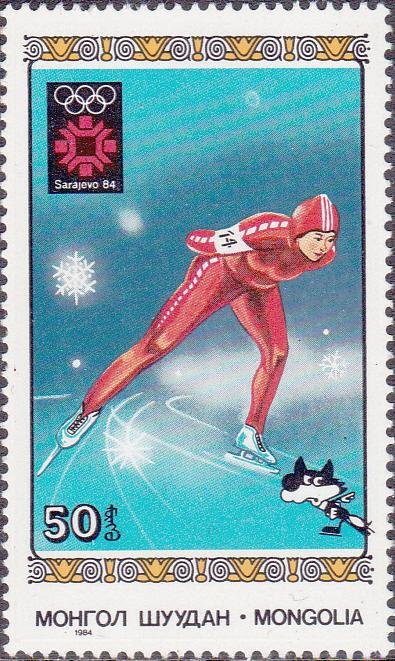(1984-004) Марка Монголия "Конькобежный спорт"    Зимние ОИ 1984, Сараево II &Theta;