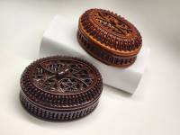 Шкатулки овальные 2 штуки дерево ротанг СССР