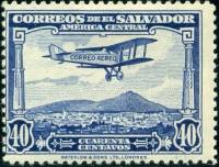 (№1930-449) Марка Сальвадор 1930 год "Биплан", Гашеная