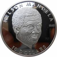 (2001) Монета Либерия 2001 год 10 долларов "Нельсон Мандела"  Серебро (Ag)  PROOF