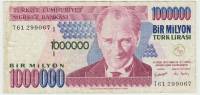 (1999) Банкнота Турция 1999 год 1 000 000 лир "Мустафа Кемаль Ататюрк"   VF