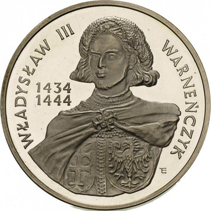 (1992) Монета Польша 1992 год 200000 злотых &quot;Владислав III&quot;  Серебро Ag 750  PROOF