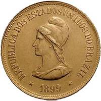 (№1889km497) Монета Бразилия 1889 год 20,000 Reacute;is