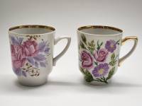 Чашки чайные бокалы кружки 2 штуки Красный фарфорист СССР 1970-1980 гг Розы винтаж