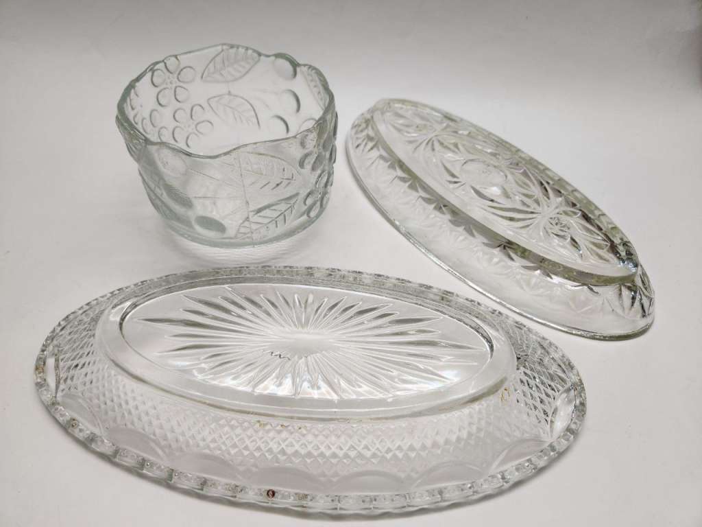 Селедочницы 2 шт и Конфетница стекло