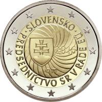 (009) Монета Словакия 2016 год 2 евро "Председательство в Совете ЕС"  Биметалл  UNC