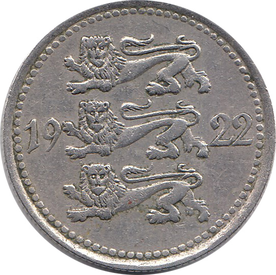 (1922) Монета Эстония 1922 год 5 марок   Медь-Никель  XF