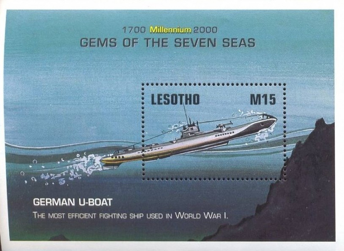 (№1999-159) Блок марок Лесото 1999 год &quot;Немецкий Uboat&quot;, Гашеный