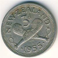 (№1953km25.1) Монета Новая Зеландия 1953 год 3 Pence