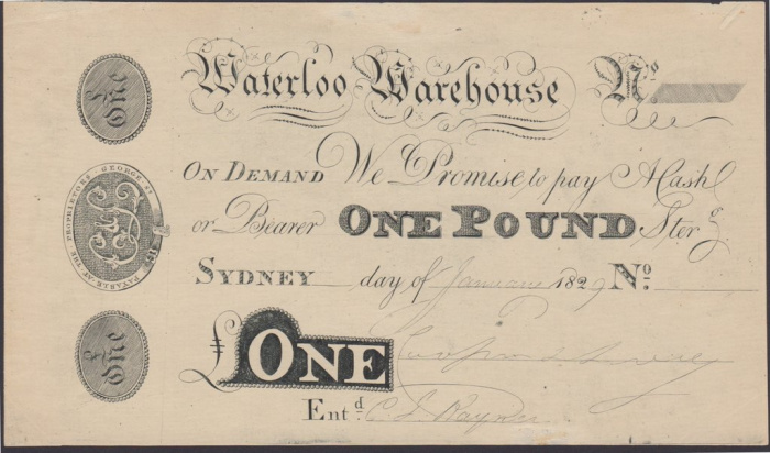 (№1829) Банкнота Австралия 1829 год &quot;1 Pound&quot;