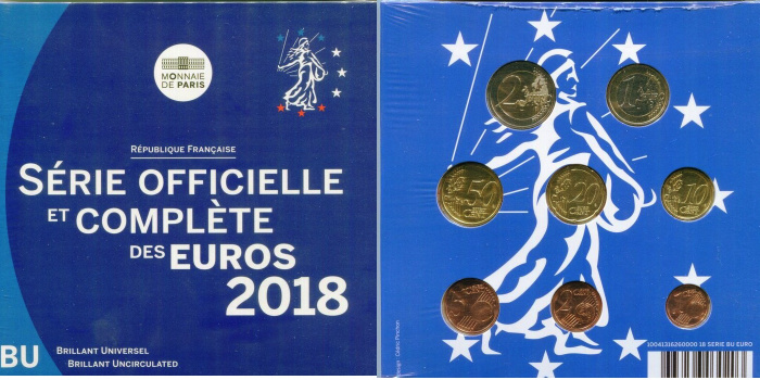 (2018, 8 монет) Набор монет Франция 2018 год &quot;Годовой набор&quot;   Буклет