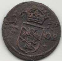 (1654) Монета Швеция 1654 год 1/4 эре   Медь  VF
