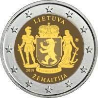 (008) Монета Литва 2019 год 2 евро "Жемайтия"  Биметалл  Буклет