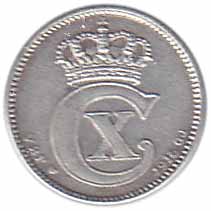 () Монета Дания 1916 год   &quot;&quot;   Серебро (Ag)  VF