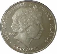 () Монета Острова Тёркс и Кайкос 1999 год 5 крон ""   UNC