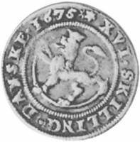 (№1670km94) Монета Норвегия 1670 год 16 Skilling