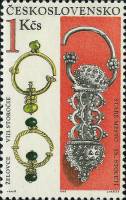 (1969-051) Марка Чехословакия "Серьги "    Археологические открытия в Моравии и Словакии II Θ