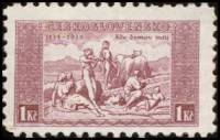 (1934-010a) Марка Чехословакия "Бумага плотная"    100-летие Чешского национального гимна III O