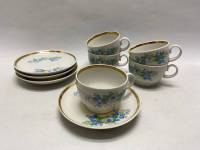 Чайный севиз Красный фарфорист Грузино СССР 5 чашек и 4 блюдца