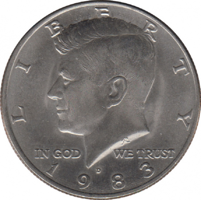 (1983d) Монета США 1983 год 50 центов  3. Основной тип Кеннеди Медь-Никель  XF