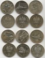 232-235 237 242 6 монет по 2 злотых Набор монет Польша 2012 год   UNC