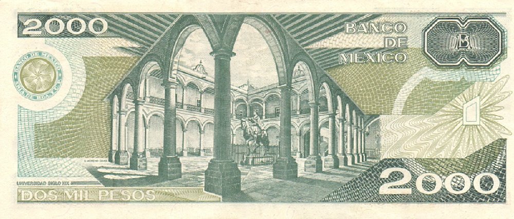 (,) Банкнота Мексика 1983 год 2 000 песо &quot;Хусто Сьерра&quot;   UNC