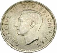 (1938) Монета Великобритания 1938 год 6 пенсов "Георг VI"  Серебро Ag 500  UNC
