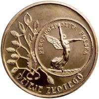 (137) Монета Польша 2007 год 2 злотых "История злотого. 5 злотых 1928 года"  Латунь  UNC