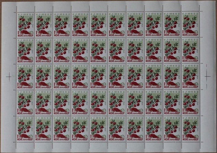 1964-169  Лист (50 м 10х5) СССР Ягоды   Ягоды III O