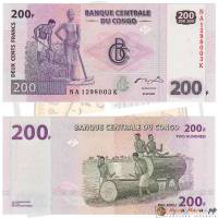 2007 Банкнота Дем Республика Конго 2007 год 200 франков Земледелие   UNC