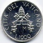 () Монета Ватикан 1989 год 1000 лир ""   AU