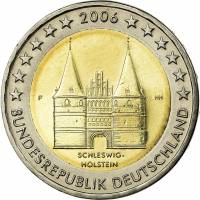 (001) Монета Германия (ФРГ) 2006 год 2 евро "Шлезвиг-Гольштейн" Двор F Биметалл  UNC